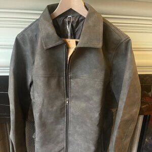 Manly Zipper Leather Jacket  Washed Black M